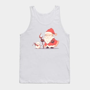 The cheerful look on this t-shirt shows Santa and his friends celebrating Christmas together, perfect for Santa Claus lovers. Tank Top